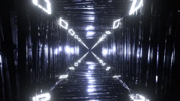 HD Flight in abstract sci-fi tunnel seamless loop. Futuristic motion graphics, high te