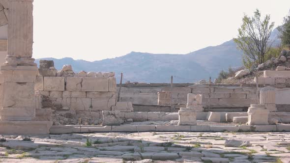 Archaeological Ruins of Stone Arch Steps Columns and Wall