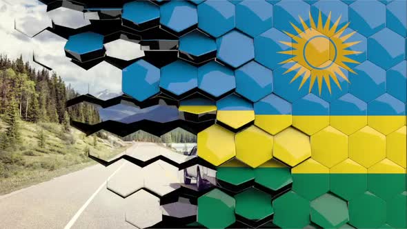 Rwanda Flag Hexagon Transition - 4K Resolution