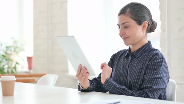 Young Indian Woman Using Tablet 
