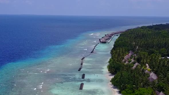 Aerial drone seascape of tropical seashore beach time by ocean with sand background