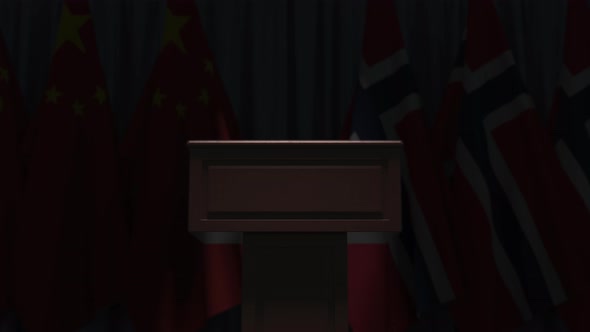 Flags of Norway and China at International Meeting alt