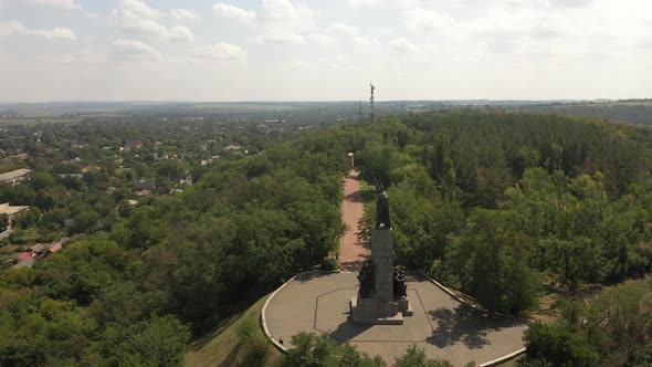 Monument to Bogdan Khmelnitsky on the castle hill in Chyhyryn