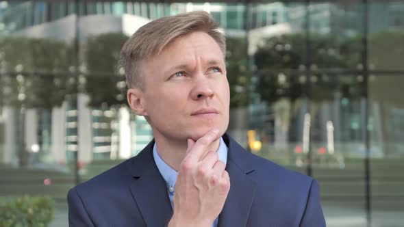 Pensive Businessman Thinking Brainstorming New Project