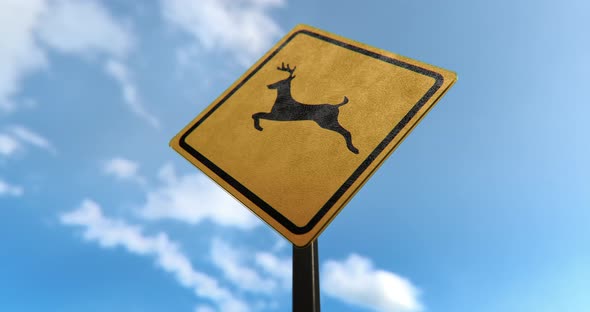 Deer Crossing Sign - 4K