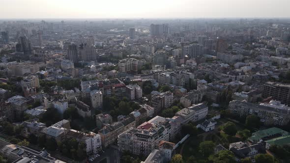 Kyiv Cityscape, Ukraine. Aerial View, Kiev. Slow Motion