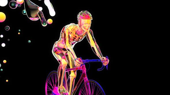 Abstract art of a X-ray cyclist riding