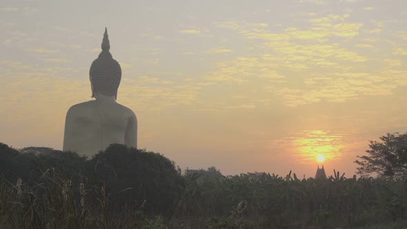 Scenery Of Big Golden Buddha Statue At Wat Muang