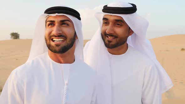 Young men spending a day in the dubai desert