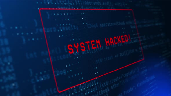 System Hacked Virus detected warning alert message on computer screen.