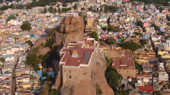 Rock fort in Trichy, India, 4k aerial footage