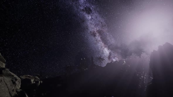 Milky Way Galaxy Over Sandstone Canyon Walls