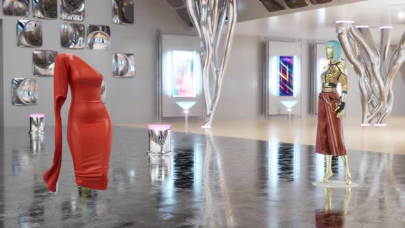 Fashion Show in 3D Invisible Model in Pantsuit alt