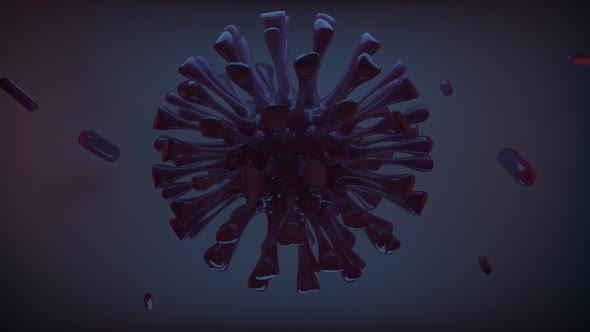 Animation of virus on dark background and capsules Behind HD