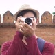 Young traveler take a photo with digital camera. - VideoHive Item for Sale
