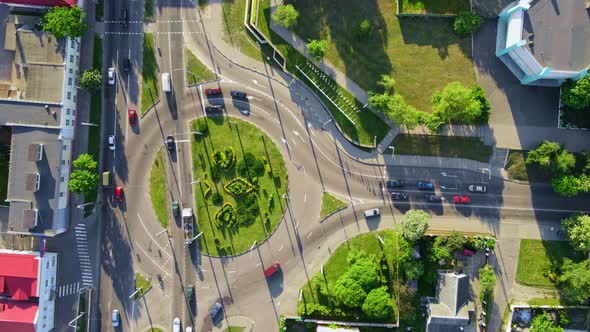 Crossroad in the City Aerial View