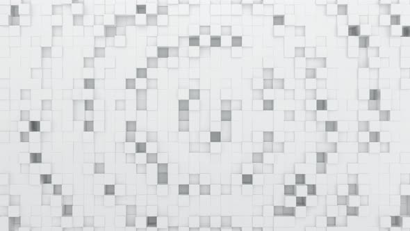 Abstract cubes looped 3d animation. White wall moving