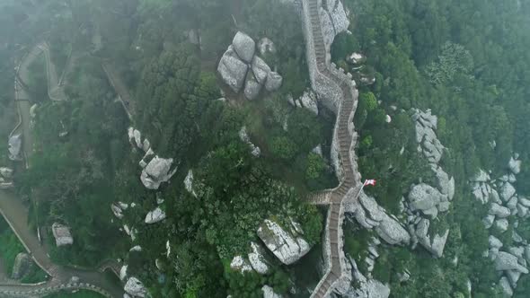 Aerial View of Moorish Castle Sintra Portugal