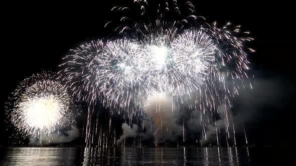 Germany, Fireworks on Lake Constance. Seenachtsfest Festival