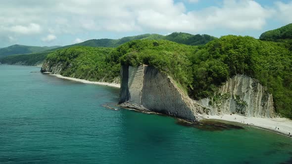 Drone View of Rocks Nature Sea and Water Skala Kiseleva is a Natural Monument on the Territory of