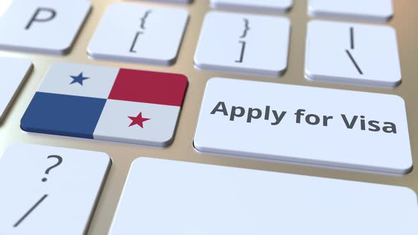APPLY FOR VISA Text and Flag of Panama on the Keyboard alt