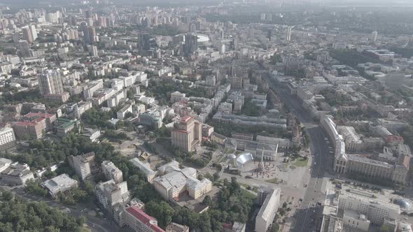 View of Kyiv From Above. Ukraine. Aerial View, Gray, Flat