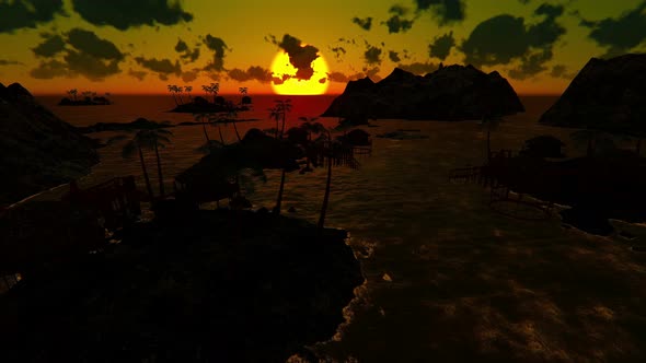 Tropical Paradise At Sunset 4k