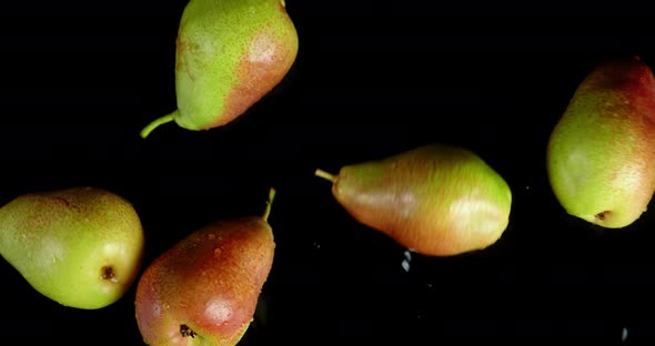 Fresh Pear Falls To the Water with a Splash.