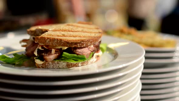 Meals (Food: Sandwich) Ready for Serve - Chef Prepares Food