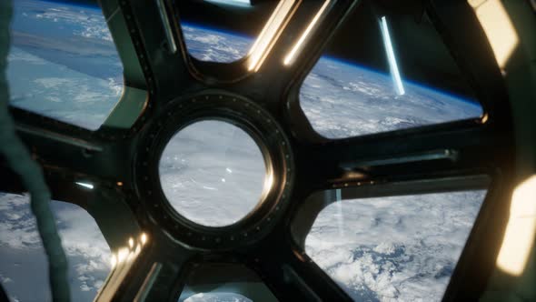 Cockpit View From International Space Station Operating Nearby of Planet Earth alt