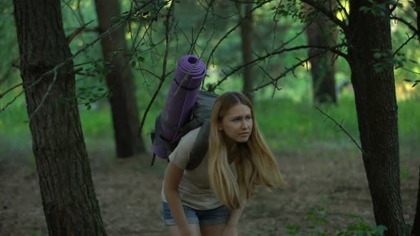 Girl Screaming for Help While Trekking