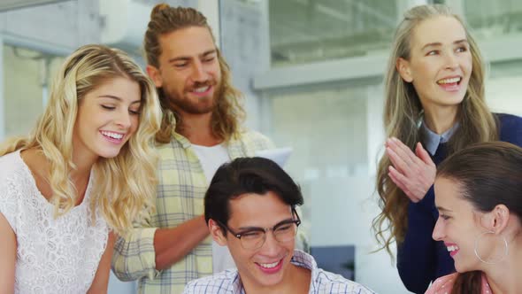 Executives applauding their colleagues during presentation 4k