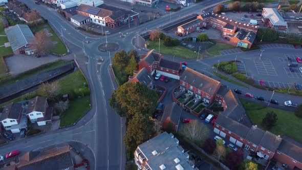 Fly over a nearly abandoned road in Alphington, Exeter, UK, during the national lockdown in England.