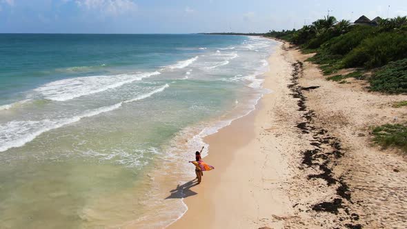 Honeymoon Couple in Tulum Beach Rivera Maya Aerial