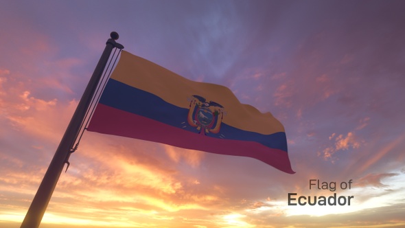 Ecuador Flag on a Flagpole V3