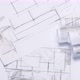 Background with architectural drawings. Sheets with sketches of buildings. - VideoHive Item for Sale