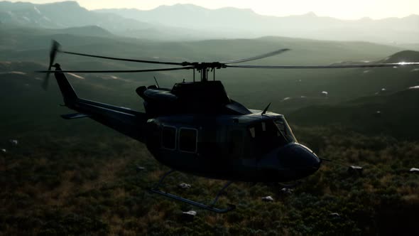 Slow Motion United States Military Helicopter in Vietnam alt