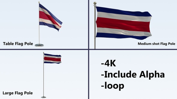 Costa Rica  Flag Pack 4k-Loop 