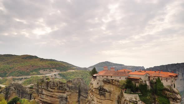 Varlaam Monastery In Meteora, Greece. Timelapse