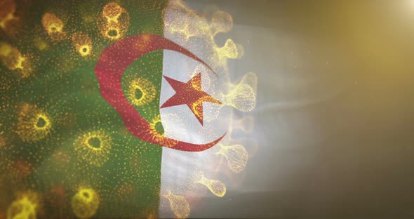 Algeria Flag With Corona Virus Bacteria 4K