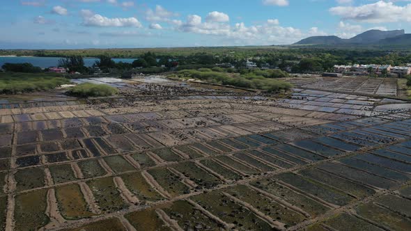 Top View of Tamarin Salt Production Sea Salt, Mauritius