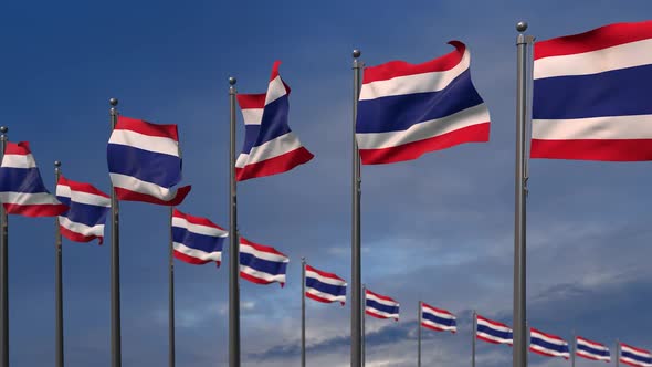 The Thailand Flags Waving In The Wind  2K