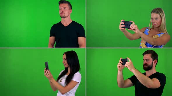  Compilation (Montage) - People Take Pictures with Smartphone - Green Screen