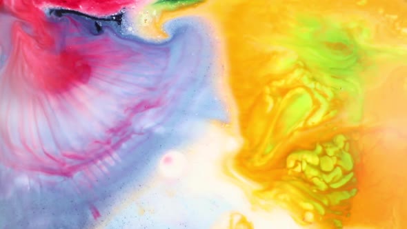 Abstract Colorful Paint Liquid Artistic Movement. Beautiful Spread of Colored Paint in Liquid