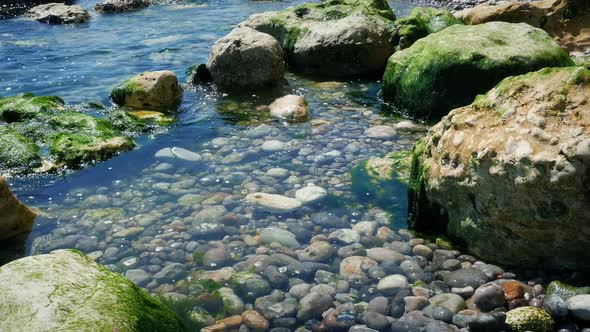 Passing Rock Pool With Waves Coming In