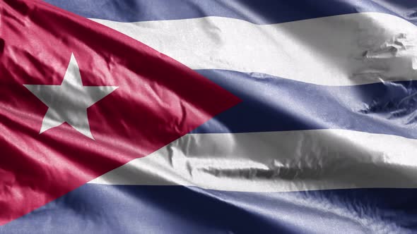 Cuba textile flag waving on the wind. 10 seconds loop.