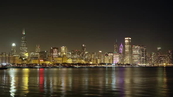 Night timelapse of Chicago from across the water