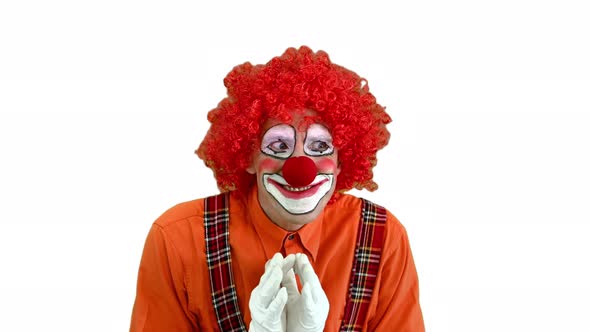 Cunning Clown Is Up To Something Having a Plan on White Background