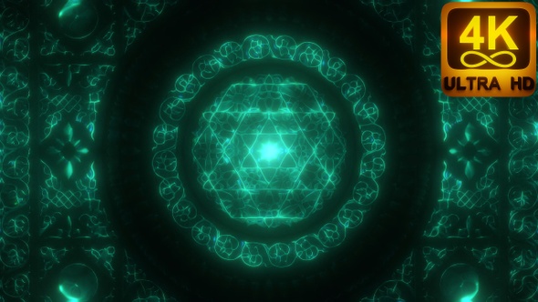 Rotating Green Trippy 3D Background Art 4k Shield of David Ancient Creations Spiritual Energy Motion