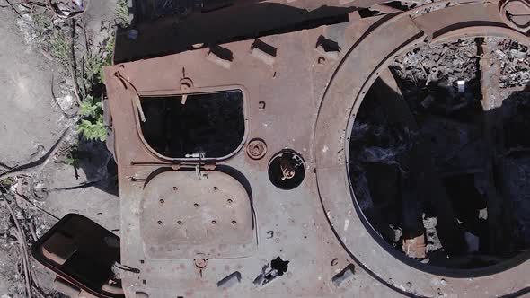 Vertical Video of a Destroyed Russian Military Equipment During the War in Ukraine